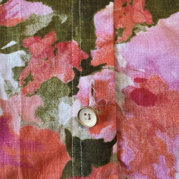 Jones New York Sport 100% Linen Floral Button Down 3/4 Sleeve Blouse Top Sz XL - Picture 3 of 8